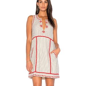 Ella Moss Marini striped red embroiderd dress